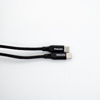 Philips 6A 100W Type-C to Type-C Örgülü Hızlı Data ve Şarj Kablosu 50 CM Siyah DLC5522C