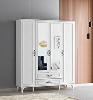 Sivas Gözde Mobilya Irmak 160x48x195 CM 4 Kapılı 2 Çekmeceli Gardrop