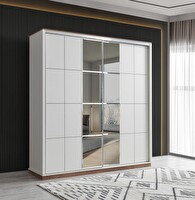 Sivas Gözde Mobilya Efsane 200x60x214 CM Krem Sürgülü Aynalı Gardırop